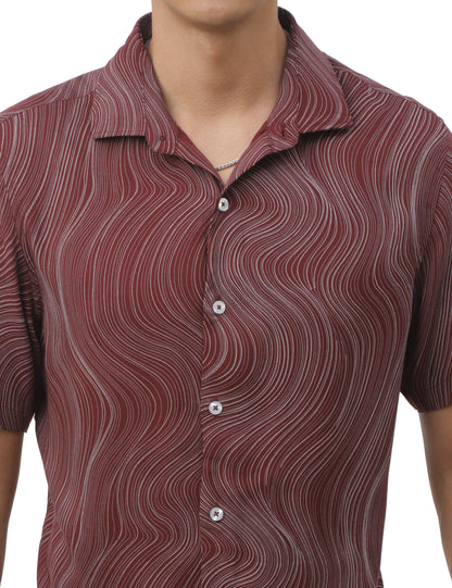 Maroon Marble Print Shirt for Men 