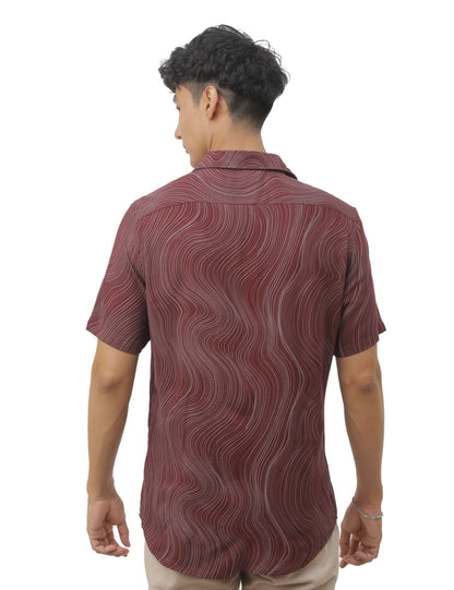 Maroon Marble Print Shirt for Men 