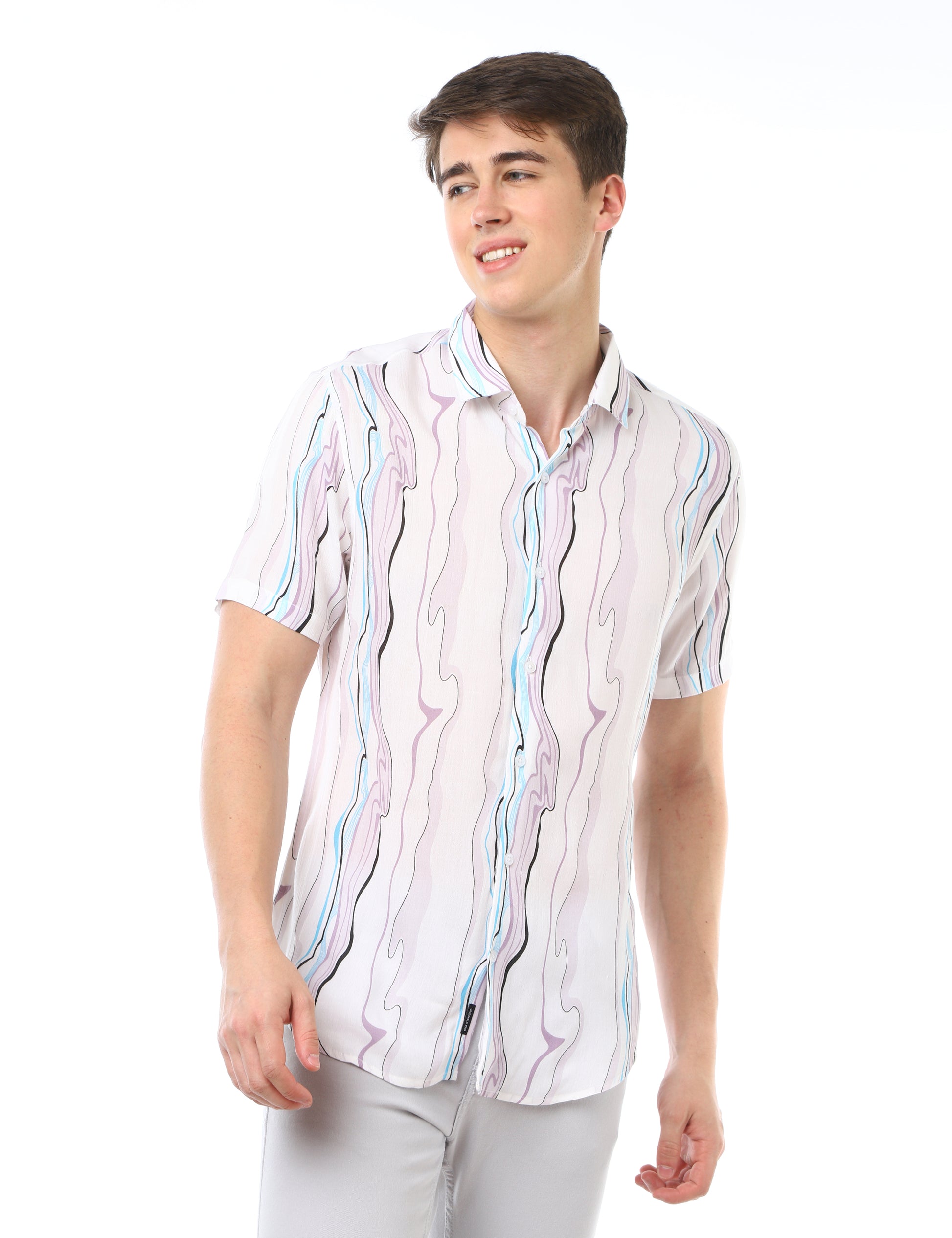 Lilac Marble Print Shirt for Men 