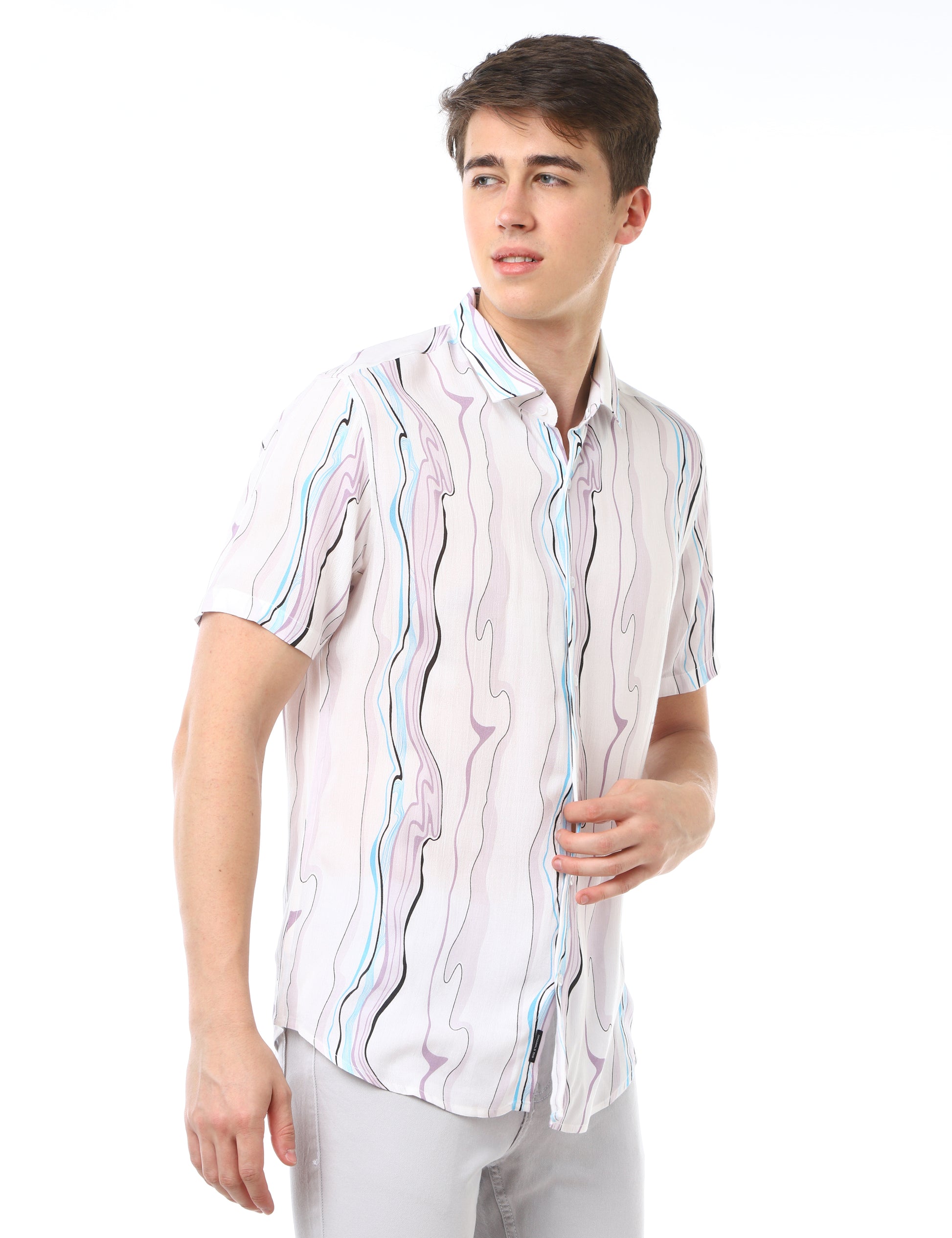 Lilac Marble Print Shirt for Men 