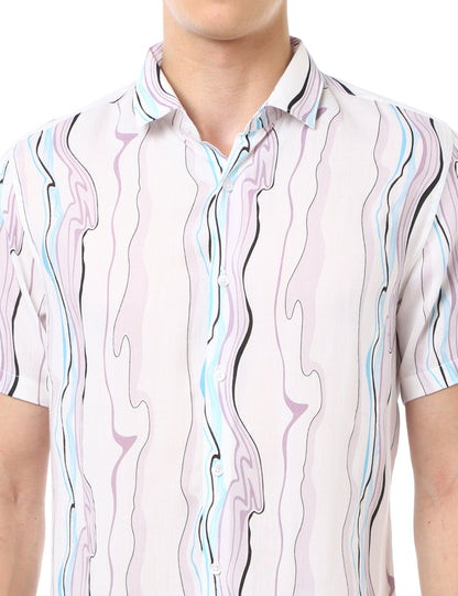 Lilac Marble Print Shirt for Men 