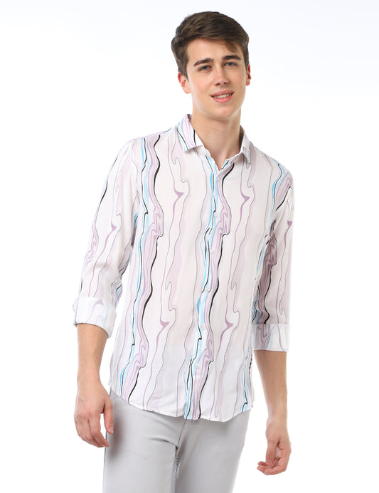 Lavender Marble Print Shirt for Men 