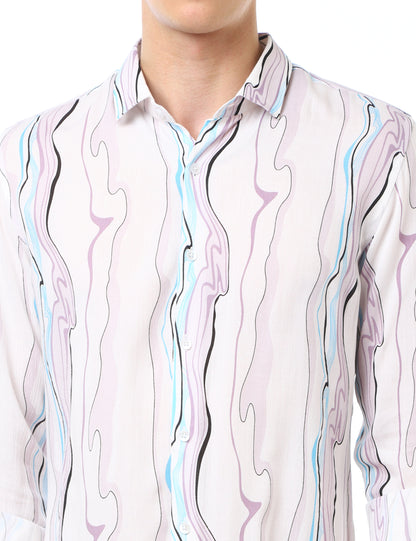 Lavender Marble Print Shirt for Men 