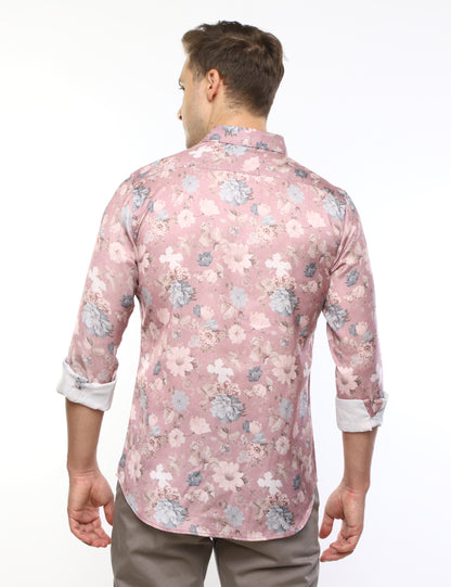 Flamingo Pink Printed Shirt for Men 