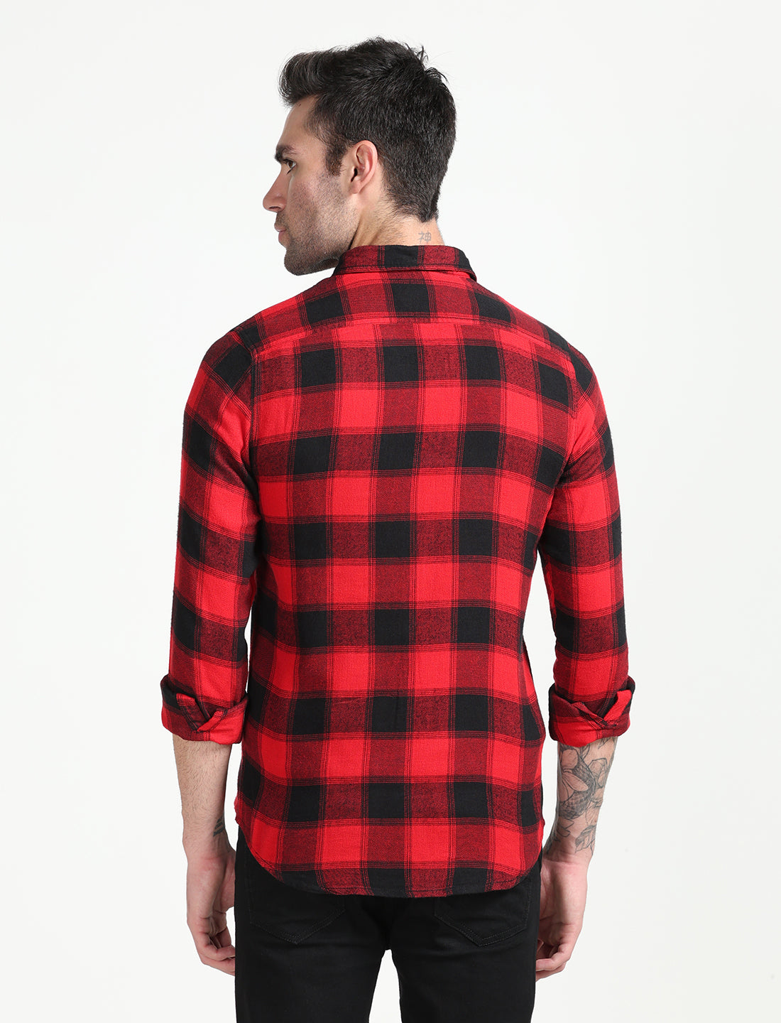 Red Checks Cotton Full Sleeve Shirt