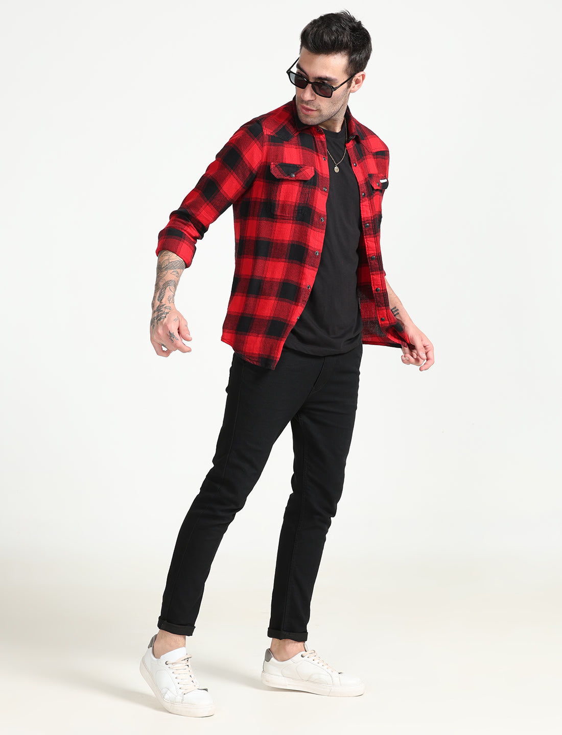 Red Checks Cotton Full Sleeve Shirt