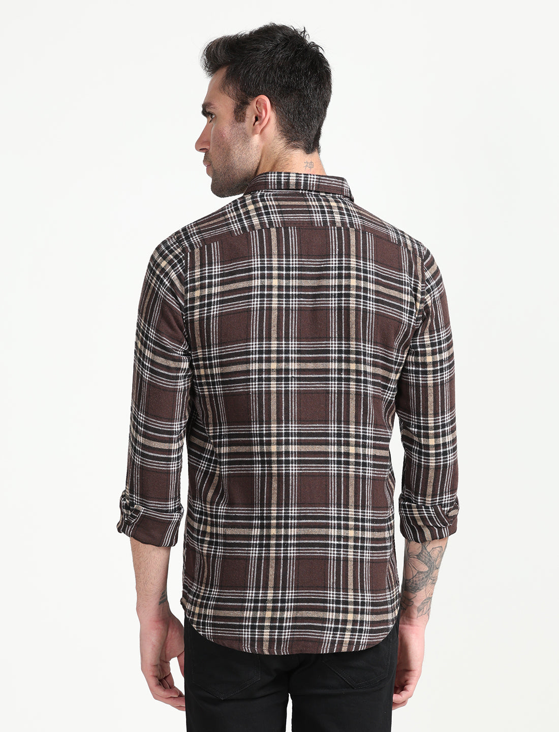 Dark Brown Checks Full Sleeve Shirt