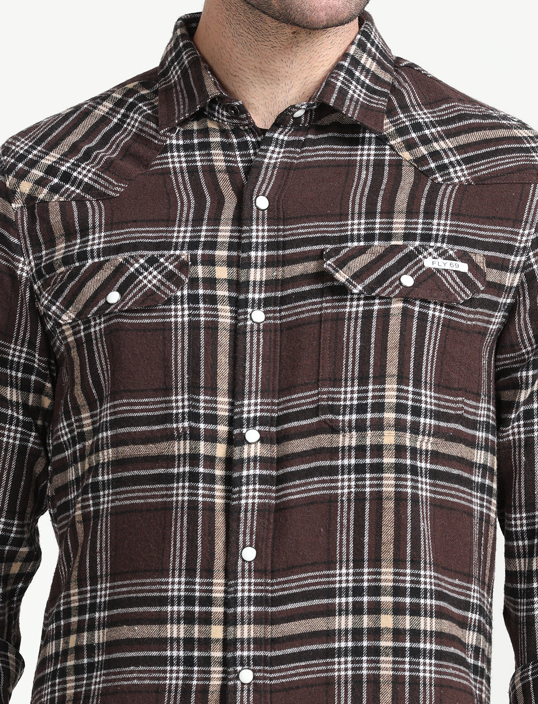 Dark Brown Checks Full Sleeve Shirt