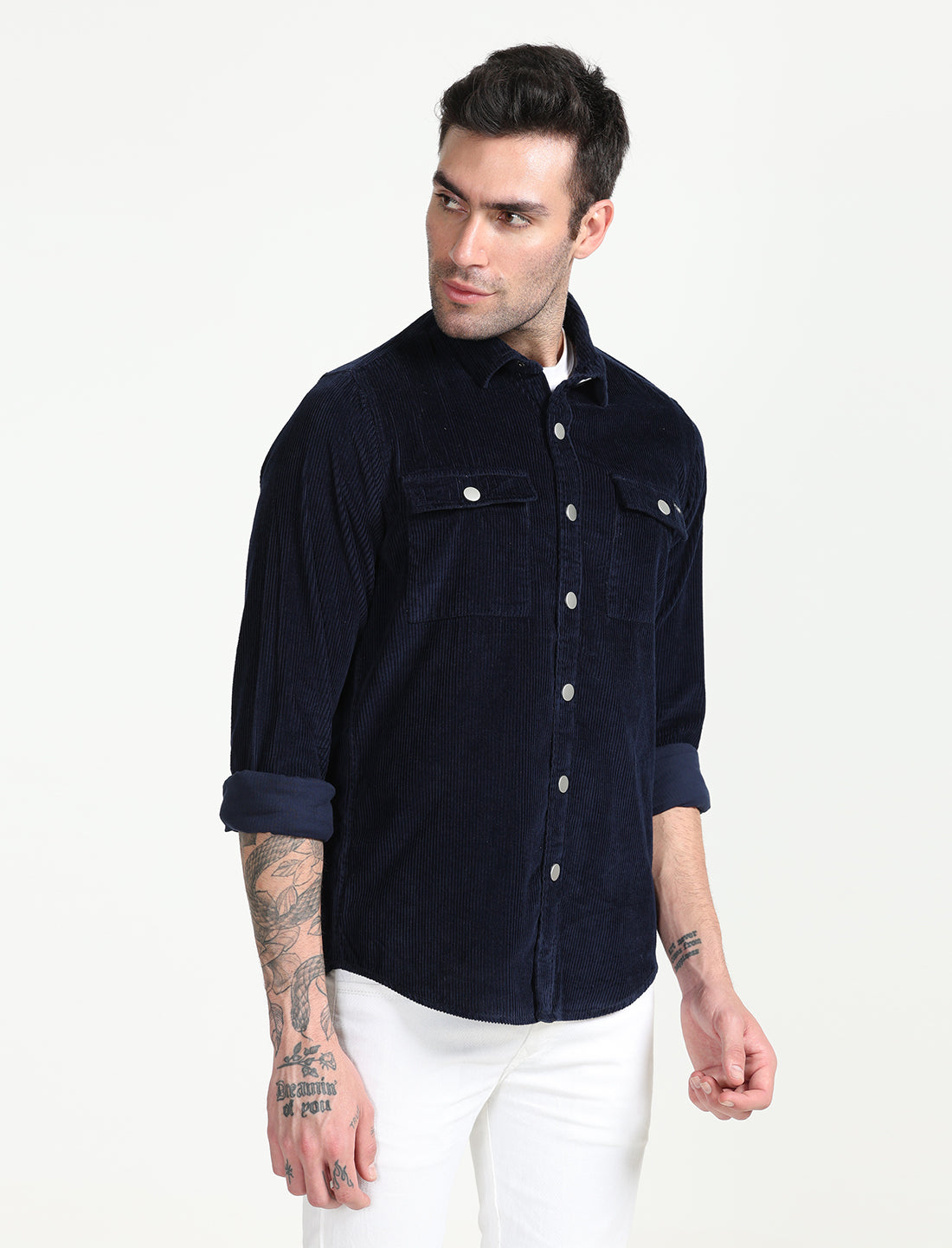 Royal Blue Corduroy Shirt for Men 