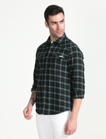 Dark Green Checks Full Sleeve Shirt