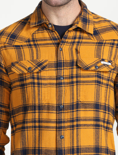 Yellow Cotton Checks Full Sleeve 