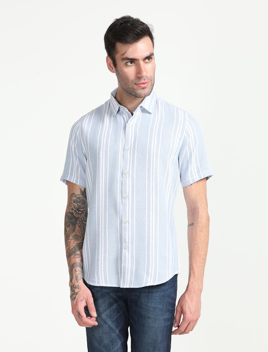 Mabel Blue Dobby Shirt for Men 