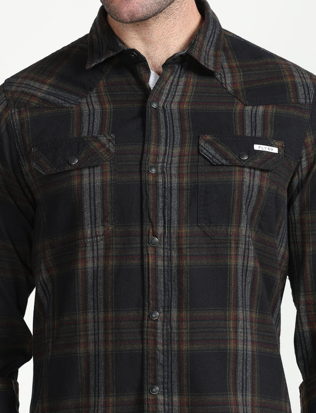 Black Corduroy Full Sleeve Shirt for Men 
