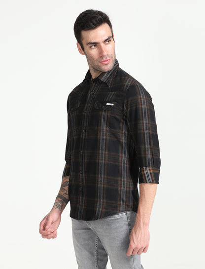 Black Corduroy Full Sleeve Shirt for Men 