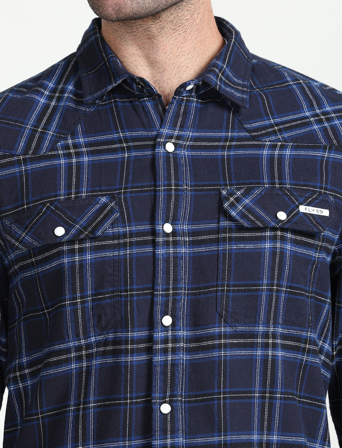 Dark Blue Checks Full Sleeve Shirt for Men 