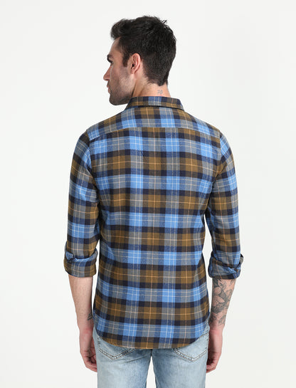 Light Blue Checks Cotton Full Sleeve Shirt