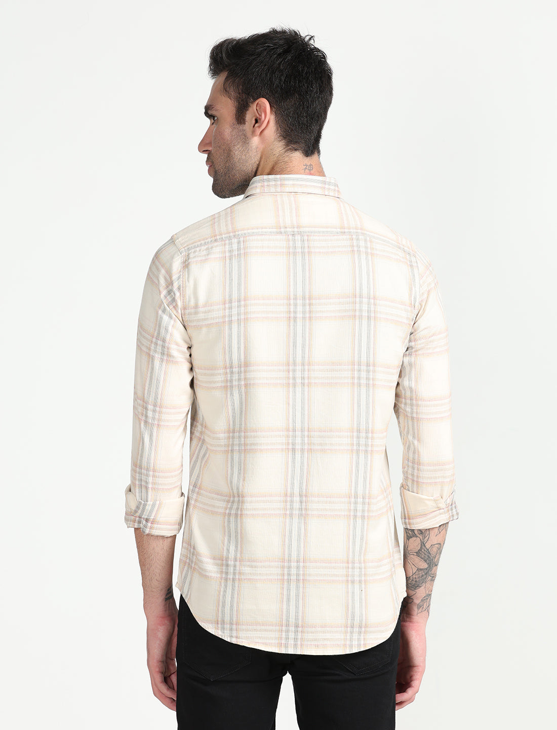 Ivory Corduroy Full Sleeve Shirt for Men