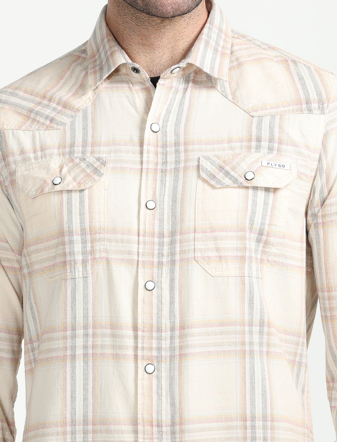 Ivory Corduroy Full Sleeve Shirt for Men