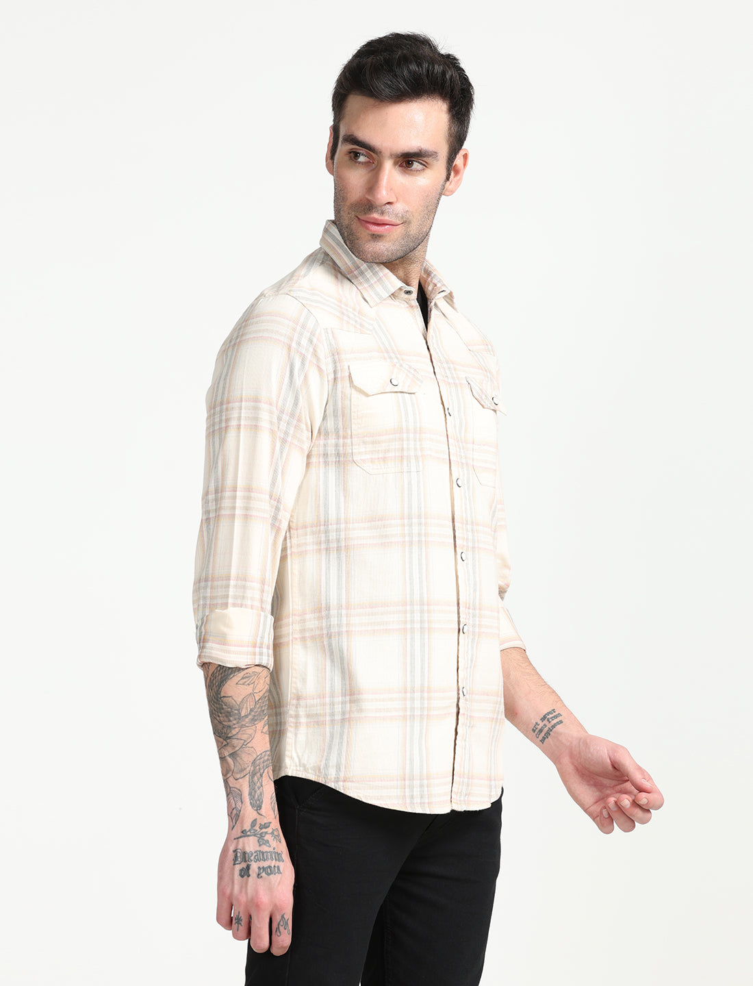 Ivory Corduroy Full Sleeve Shirt for Men