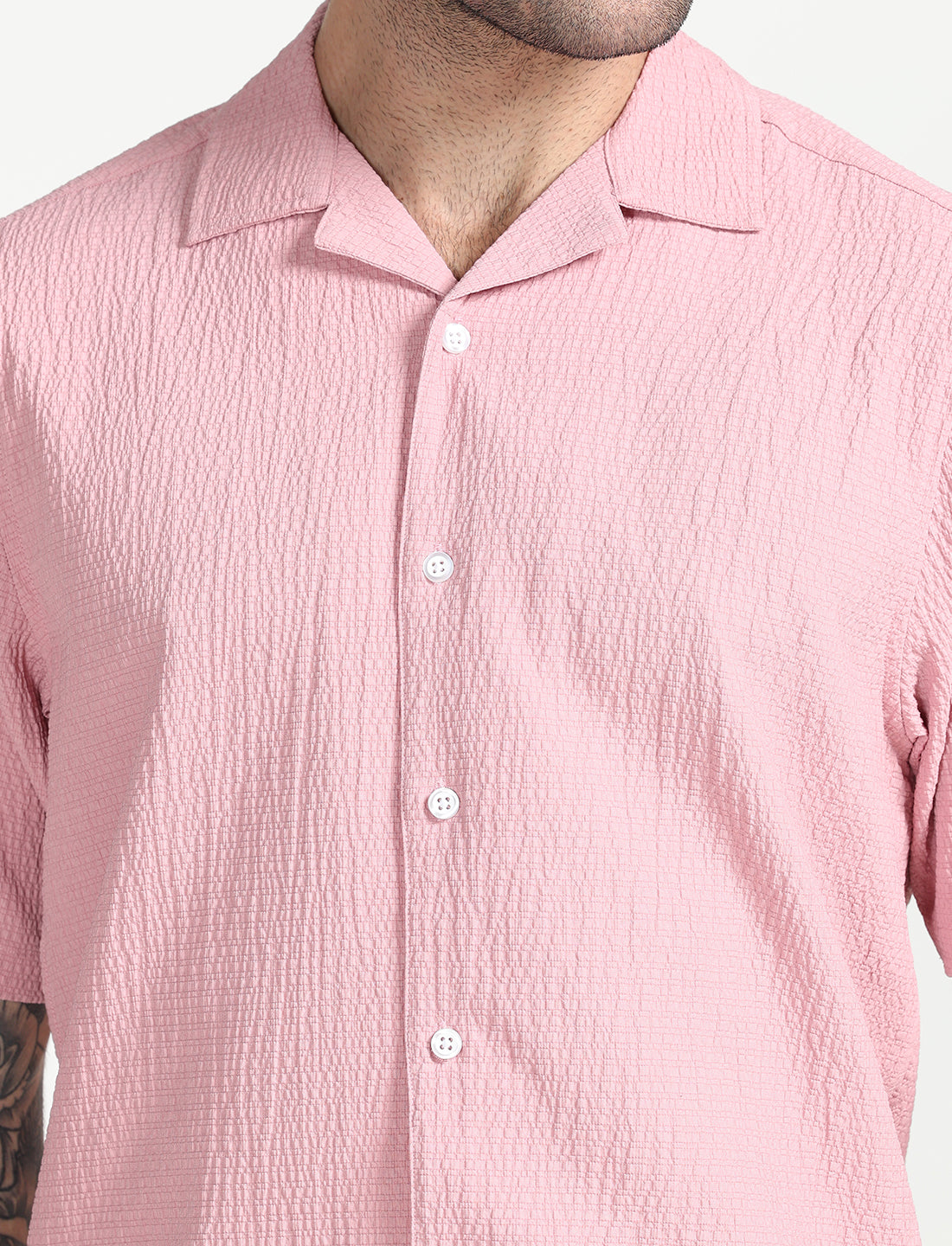 Popcorn Pink Half Sleeve Shirt for Men 