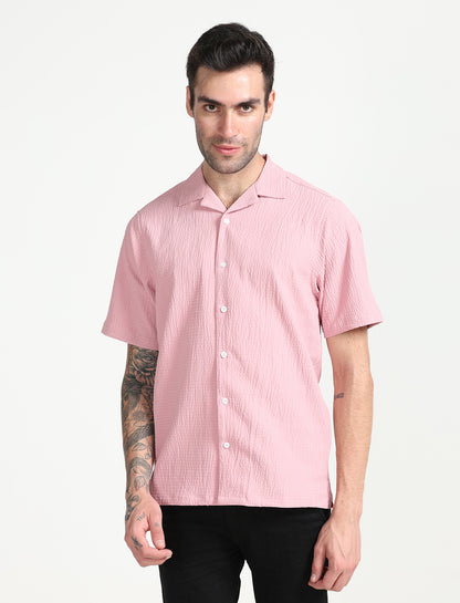 Popcorn Pink Half Sleeve Shirt for Men 