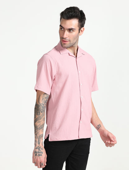 Popcorn Pink Half Sleeve Shirt for Men 