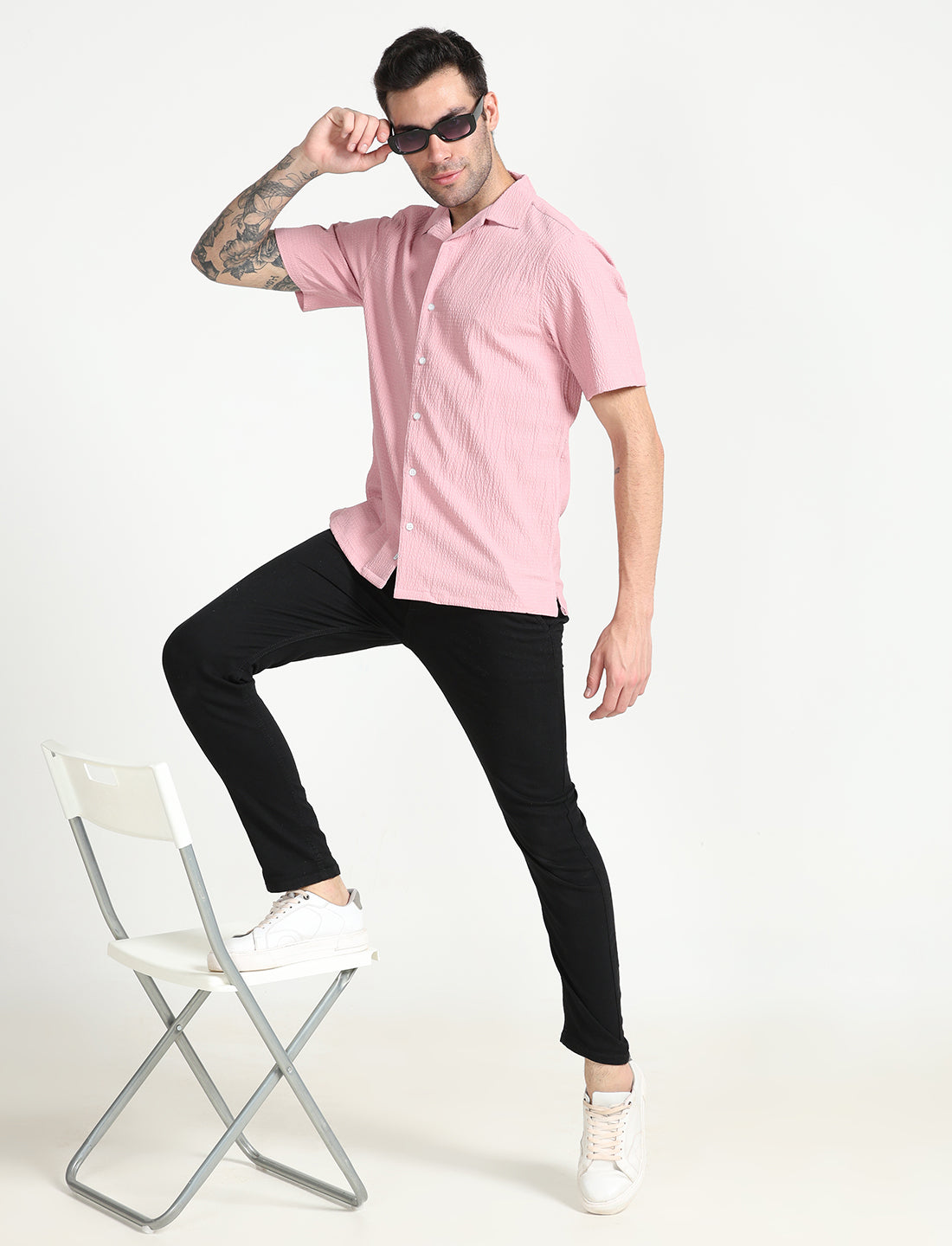 Popcorn Pink Half Sleeve Shirt for Men 
