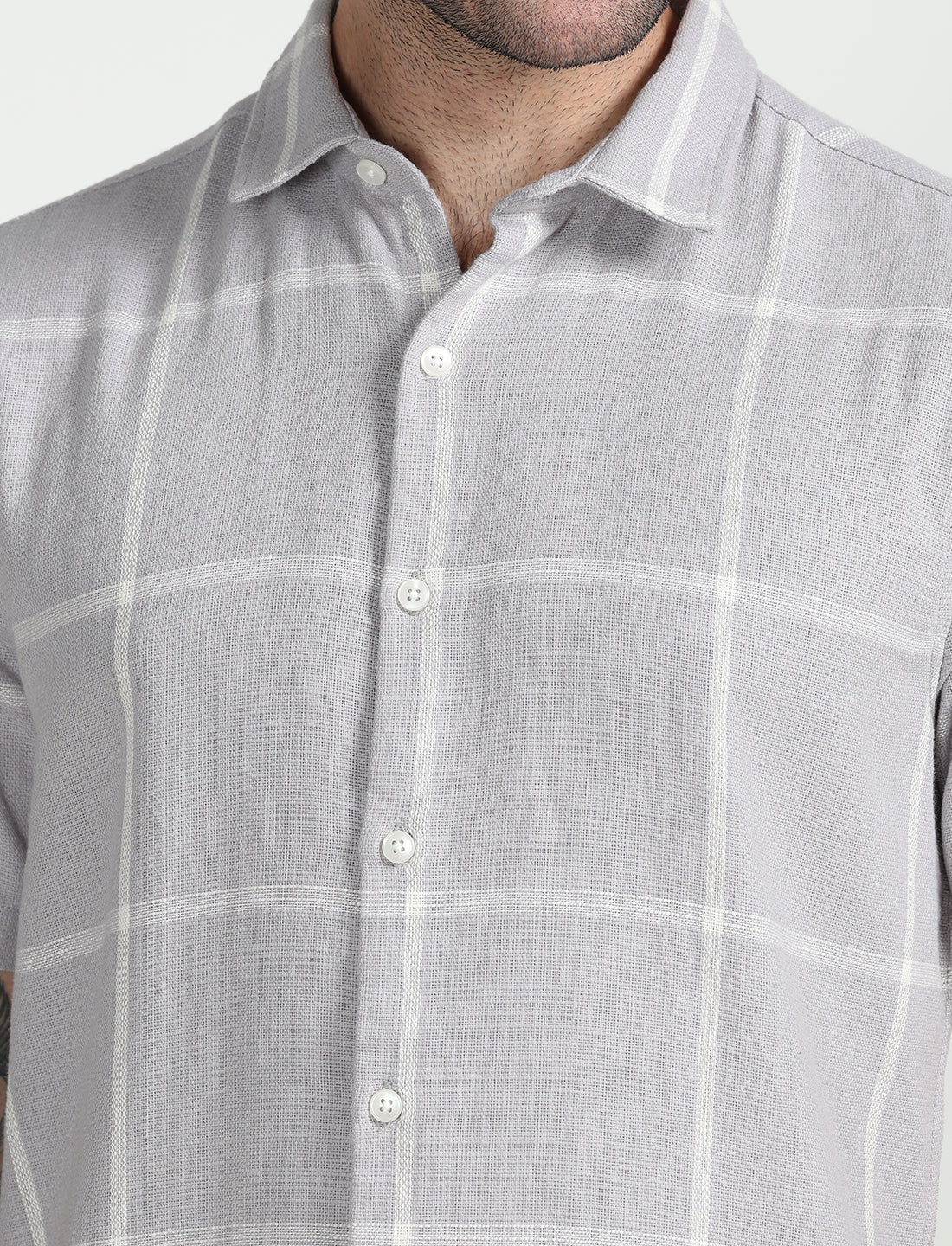 Grey Cotton Half Sleeve Shirt